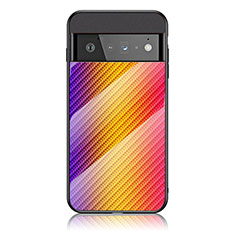 Silikon Schutzhülle Rahmen Tasche Hülle Spiegel Farbverlauf Regenbogen LS2 für Google Pixel 6 Pro 5G Orange