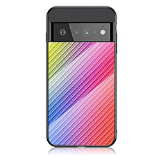 Silikon Schutzhülle Rahmen Tasche Hülle Spiegel Farbverlauf Regenbogen LS2 für Google Pixel 6 Pro 5G Rosa