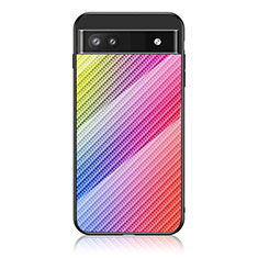 Silikon Schutzhülle Rahmen Tasche Hülle Spiegel Farbverlauf Regenbogen LS2 für Google Pixel 6a 5G Rosa
