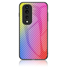 Silikon Schutzhülle Rahmen Tasche Hülle Spiegel Farbverlauf Regenbogen LS2 für Huawei Honor 70 5G Rosa