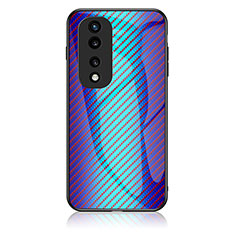 Silikon Schutzhülle Rahmen Tasche Hülle Spiegel Farbverlauf Regenbogen LS2 für Huawei Honor 70 Pro 5G Blau