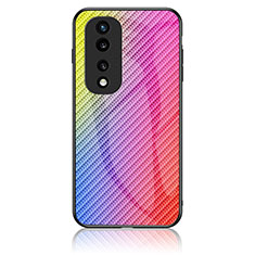 Silikon Schutzhülle Rahmen Tasche Hülle Spiegel Farbverlauf Regenbogen LS2 für Huawei Honor 70 Pro+ Plus 5G Rosa