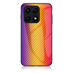 Silikon Schutzhülle Rahmen Tasche Hülle Spiegel Farbverlauf Regenbogen LS2 für Huawei Honor X6 5G Orange