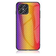 Silikon Schutzhülle Rahmen Tasche Hülle Spiegel Farbverlauf Regenbogen LS2 für Huawei Honor X8 4G Orange