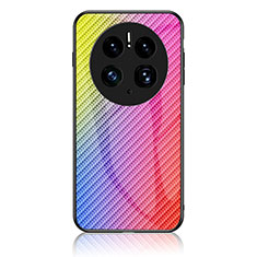 Silikon Schutzhülle Rahmen Tasche Hülle Spiegel Farbverlauf Regenbogen LS2 für Huawei Mate 50 Pro Rosa