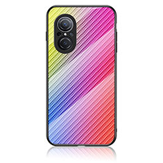 Silikon Schutzhülle Rahmen Tasche Hülle Spiegel Farbverlauf Regenbogen LS2 für Huawei Nova 9 SE Rosa