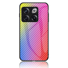 Silikon Schutzhülle Rahmen Tasche Hülle Spiegel Farbverlauf Regenbogen LS2 für OnePlus 10T 5G Rosa