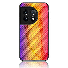 Silikon Schutzhülle Rahmen Tasche Hülle Spiegel Farbverlauf Regenbogen LS2 für OnePlus 11 5G Orange