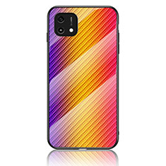 Silikon Schutzhülle Rahmen Tasche Hülle Spiegel Farbverlauf Regenbogen LS2 für Oppo A16e Orange