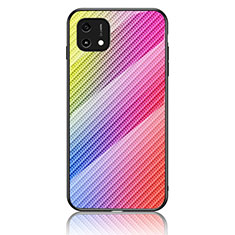 Silikon Schutzhülle Rahmen Tasche Hülle Spiegel Farbverlauf Regenbogen LS2 für Oppo A16K Rosa