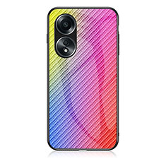 Silikon Schutzhülle Rahmen Tasche Hülle Spiegel Farbverlauf Regenbogen LS2 für Oppo A18 Rosa