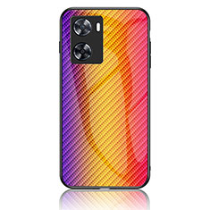 Silikon Schutzhülle Rahmen Tasche Hülle Spiegel Farbverlauf Regenbogen LS2 für Oppo A57e Orange