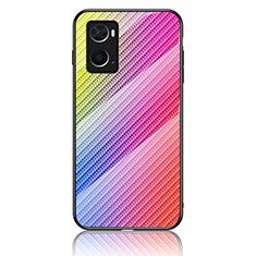 Silikon Schutzhülle Rahmen Tasche Hülle Spiegel Farbverlauf Regenbogen LS2 für Oppo A76 Rosa