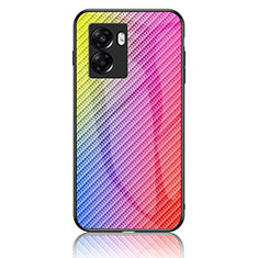 Silikon Schutzhülle Rahmen Tasche Hülle Spiegel Farbverlauf Regenbogen LS2 für Oppo A77 5G Rosa