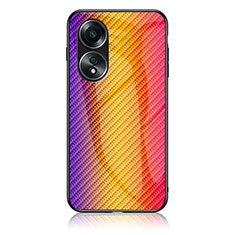 Silikon Schutzhülle Rahmen Tasche Hülle Spiegel Farbverlauf Regenbogen LS2 für Oppo A78 4G Orange