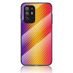 Silikon Schutzhülle Rahmen Tasche Hülle Spiegel Farbverlauf Regenbogen LS2 für Oppo A94 5G Orange