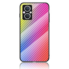 Silikon Schutzhülle Rahmen Tasche Hülle Spiegel Farbverlauf Regenbogen LS2 für Oppo A96 5G Rosa