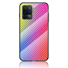 Silikon Schutzhülle Rahmen Tasche Hülle Spiegel Farbverlauf Regenbogen LS2 für Oppo F19 Pro Rosa