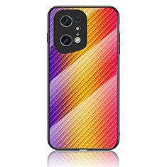 Silikon Schutzhülle Rahmen Tasche Hülle Spiegel Farbverlauf Regenbogen LS2 für Oppo Find X5 Pro 5G Orange