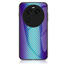 Silikon Schutzhülle Rahmen Tasche Hülle Spiegel Farbverlauf Regenbogen LS2 für Oppo Find X6 Pro 5G Blau