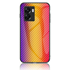 Silikon Schutzhülle Rahmen Tasche Hülle Spiegel Farbverlauf Regenbogen LS2 für Oppo K10 5G India Orange
