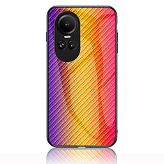 Silikon Schutzhülle Rahmen Tasche Hülle Spiegel Farbverlauf Regenbogen LS2 für Oppo Reno10 5G Orange