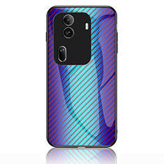 Silikon Schutzhülle Rahmen Tasche Hülle Spiegel Farbverlauf Regenbogen LS2 für Oppo Reno11 Pro 5G Blau