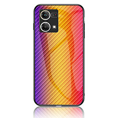 Silikon Schutzhülle Rahmen Tasche Hülle Spiegel Farbverlauf Regenbogen LS2 für Oppo Reno7 4G Orange