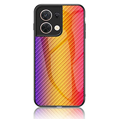 Silikon Schutzhülle Rahmen Tasche Hülle Spiegel Farbverlauf Regenbogen LS2 für Oppo Reno9 Pro 5G Orange