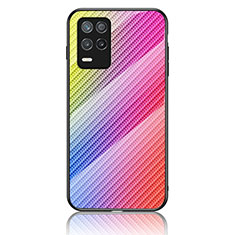 Silikon Schutzhülle Rahmen Tasche Hülle Spiegel Farbverlauf Regenbogen LS2 für Realme 9 5G India Rosa