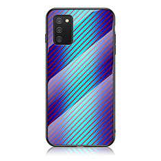 Silikon Schutzhülle Rahmen Tasche Hülle Spiegel Farbverlauf Regenbogen LS2 für Samsung Galaxy A02s Blau