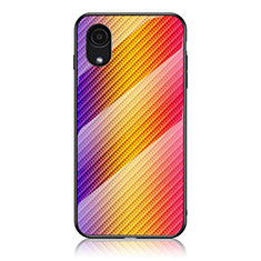 Silikon Schutzhülle Rahmen Tasche Hülle Spiegel Farbverlauf Regenbogen LS2 für Samsung Galaxy A03 Core Orange