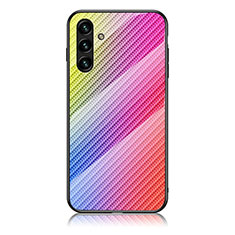 Silikon Schutzhülle Rahmen Tasche Hülle Spiegel Farbverlauf Regenbogen LS2 für Samsung Galaxy A04s Rosa