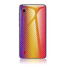 Silikon Schutzhülle Rahmen Tasche Hülle Spiegel Farbverlauf Regenbogen LS2 für Samsung Galaxy A10 Orange