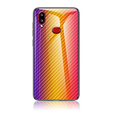 Silikon Schutzhülle Rahmen Tasche Hülle Spiegel Farbverlauf Regenbogen LS2 für Samsung Galaxy A10s Orange
