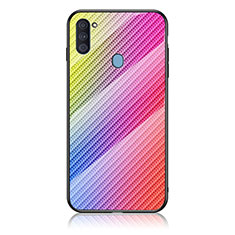 Silikon Schutzhülle Rahmen Tasche Hülle Spiegel Farbverlauf Regenbogen LS2 für Samsung Galaxy A11 Rosa