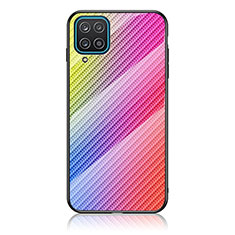 Silikon Schutzhülle Rahmen Tasche Hülle Spiegel Farbverlauf Regenbogen LS2 für Samsung Galaxy A12 Rosa