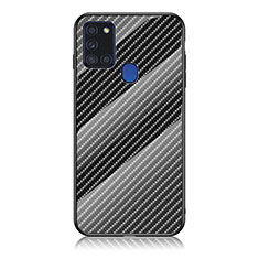 Silikon Schutzhülle Rahmen Tasche Hülle Spiegel Farbverlauf Regenbogen LS2 für Samsung Galaxy A21s Schwarz