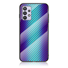 Silikon Schutzhülle Rahmen Tasche Hülle Spiegel Farbverlauf Regenbogen LS2 für Samsung Galaxy A32 4G Blau