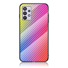 Silikon Schutzhülle Rahmen Tasche Hülle Spiegel Farbverlauf Regenbogen LS2 für Samsung Galaxy A32 5G Rosa