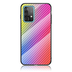 Silikon Schutzhülle Rahmen Tasche Hülle Spiegel Farbverlauf Regenbogen LS2 für Samsung Galaxy A52 4G Rosa