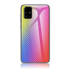 Silikon Schutzhülle Rahmen Tasche Hülle Spiegel Farbverlauf Regenbogen LS2 für Samsung Galaxy A71 4G A715 Rosa