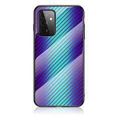 Silikon Schutzhülle Rahmen Tasche Hülle Spiegel Farbverlauf Regenbogen LS2 für Samsung Galaxy A72 4G Blau