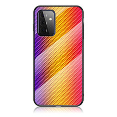 Silikon Schutzhülle Rahmen Tasche Hülle Spiegel Farbverlauf Regenbogen LS2 für Samsung Galaxy A72 5G Orange