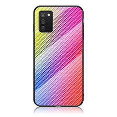 Silikon Schutzhülle Rahmen Tasche Hülle Spiegel Farbverlauf Regenbogen LS2 für Samsung Galaxy F02S SM-E025F Rosa