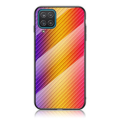 Silikon Schutzhülle Rahmen Tasche Hülle Spiegel Farbverlauf Regenbogen LS2 für Samsung Galaxy F12 Orange