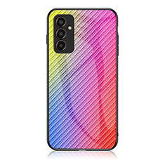 Silikon Schutzhülle Rahmen Tasche Hülle Spiegel Farbverlauf Regenbogen LS2 für Samsung Galaxy F13 4G Rosa