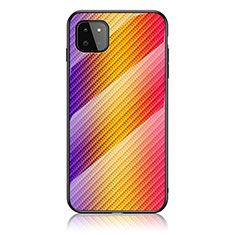 Silikon Schutzhülle Rahmen Tasche Hülle Spiegel Farbverlauf Regenbogen LS2 für Samsung Galaxy F42 5G Orange