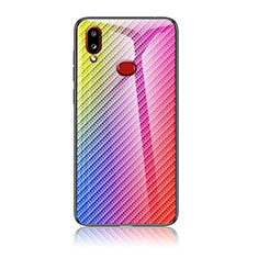 Silikon Schutzhülle Rahmen Tasche Hülle Spiegel Farbverlauf Regenbogen LS2 für Samsung Galaxy M01s Rosa