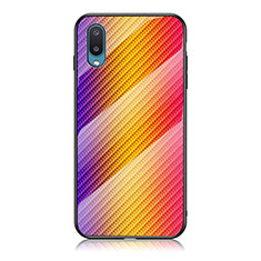 Silikon Schutzhülle Rahmen Tasche Hülle Spiegel Farbverlauf Regenbogen LS2 für Samsung Galaxy M02 Orange